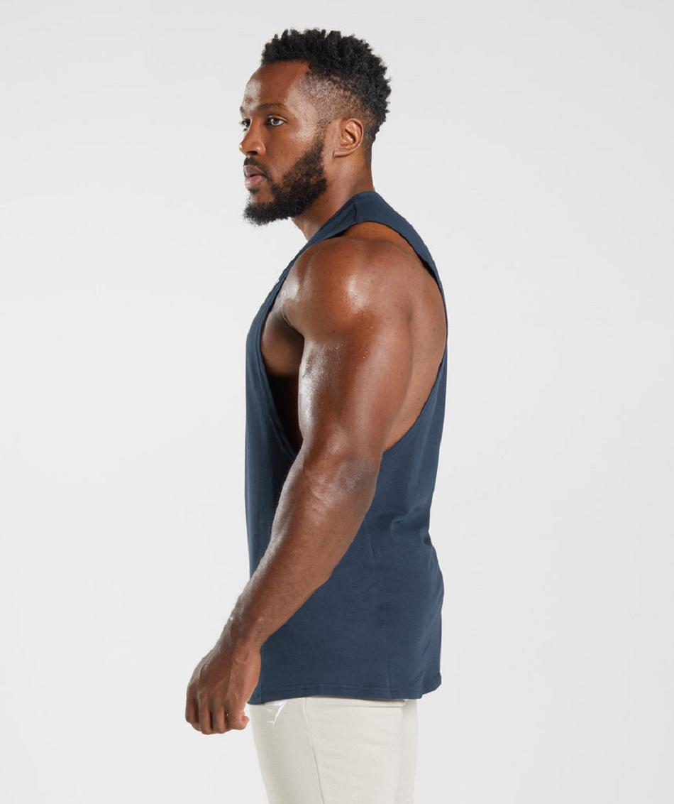 Camiseta Tirantes Gymshark React Drop Arm Hombre Azul Marino | CO 3153MQZ